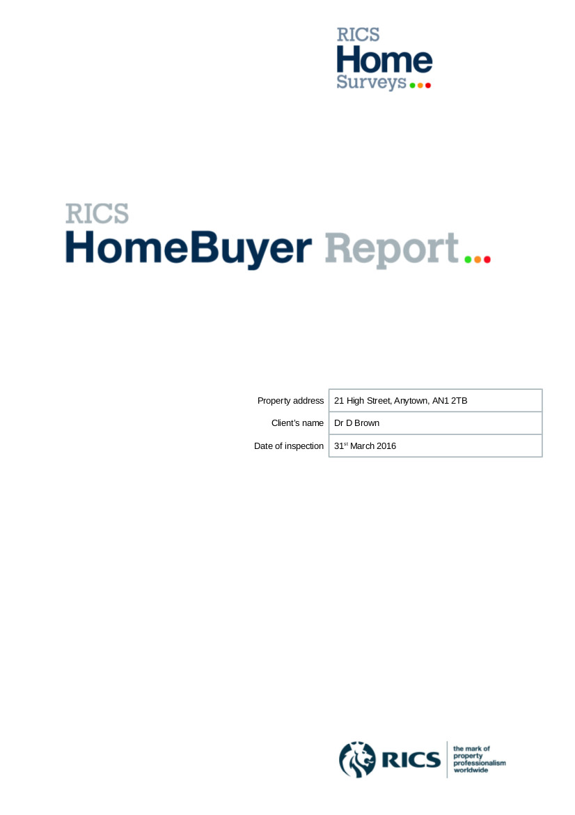 RICS HomeBuyer templates
